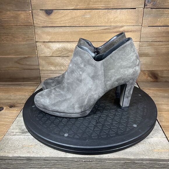 Paul Green Womens Size UK 3/US 5.5 Suede Gray Brown Heel Ankle Bootie - Picture 3 of 10